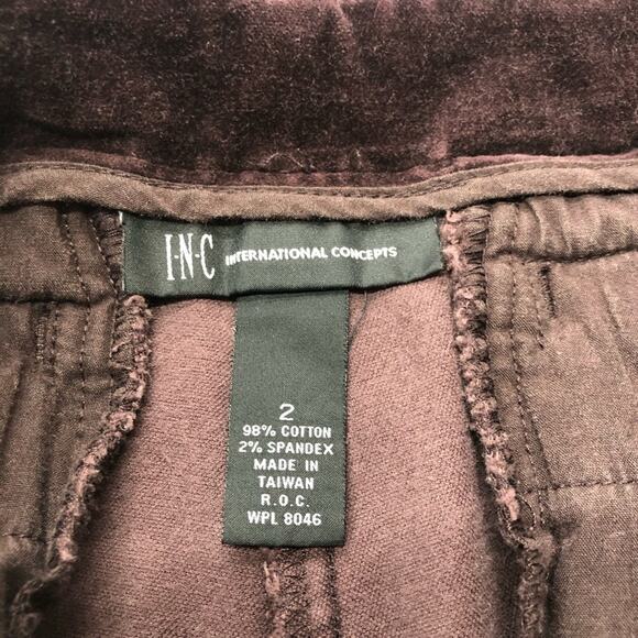 INC International Concepts Burgundy Velveteen Pants Flattering Trouser Cut - Picture 8 of 16